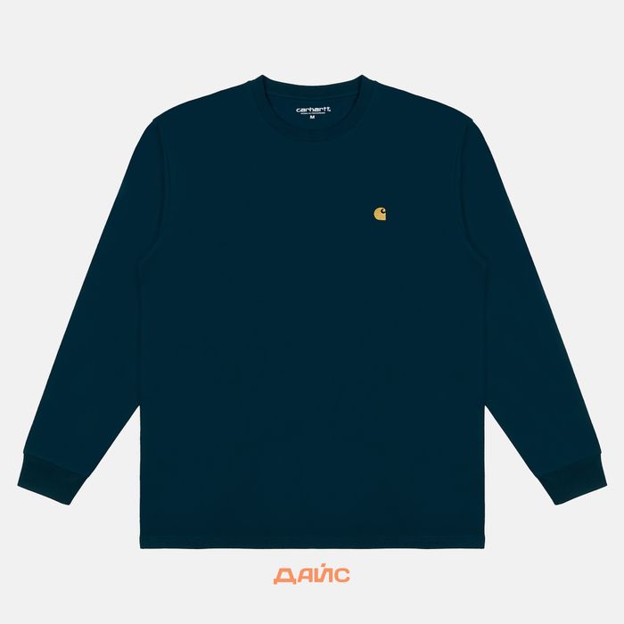 Лонгслив мужской Carhartt WIP Chase артикул:I026392_duck_blue - купить в магазине Дайс