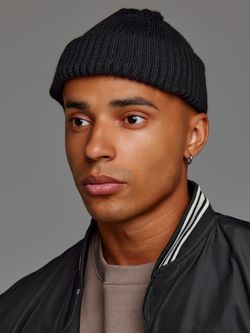 Шапка вязаная-резинка весенняя/осенняя КЭП(Черный) с 2 отворотами