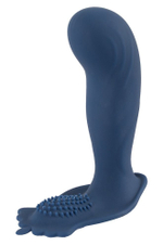 Синий вибростимулятор простаты Vibrating Butt Plug - 11,7 см. (Цвет: синий)