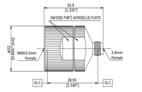 LT-NMD3.5F-2.4F, Коаксиальный переходник NMD 3.5мм (розетка) / 2.4 мм (розетка)