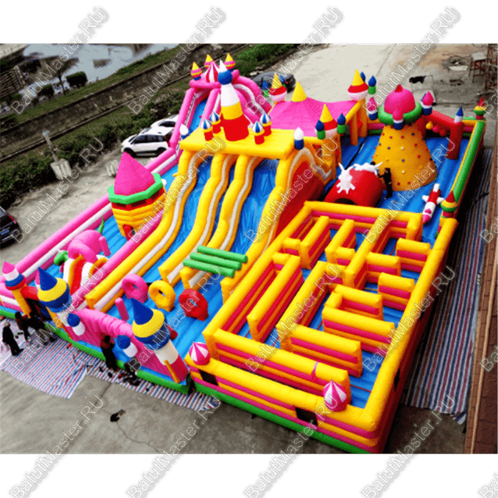 Большая площадка с высокой горкой "Дино-городок" 20*15*6.5 м