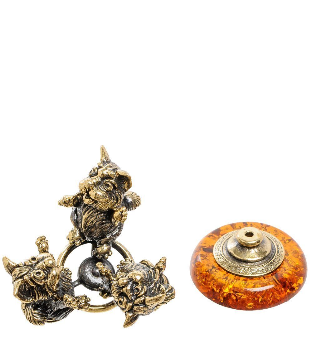 Народные промыслы AM-1858 Фигурка «Коты на качелях» (латунь, янтарь)