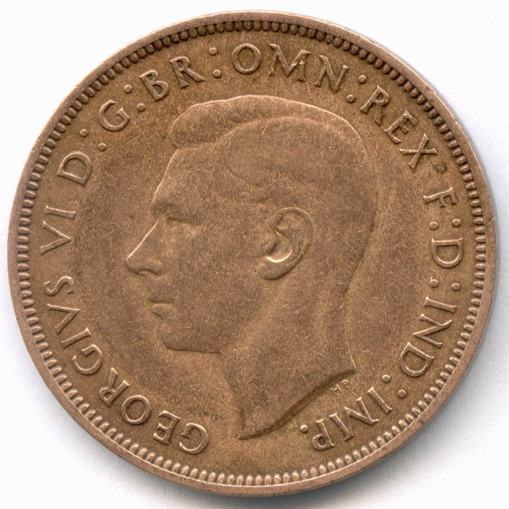 1 пенни 1940 год. Великобритания. Георг VI. Бронза, диаметр 30,8 мм. VF