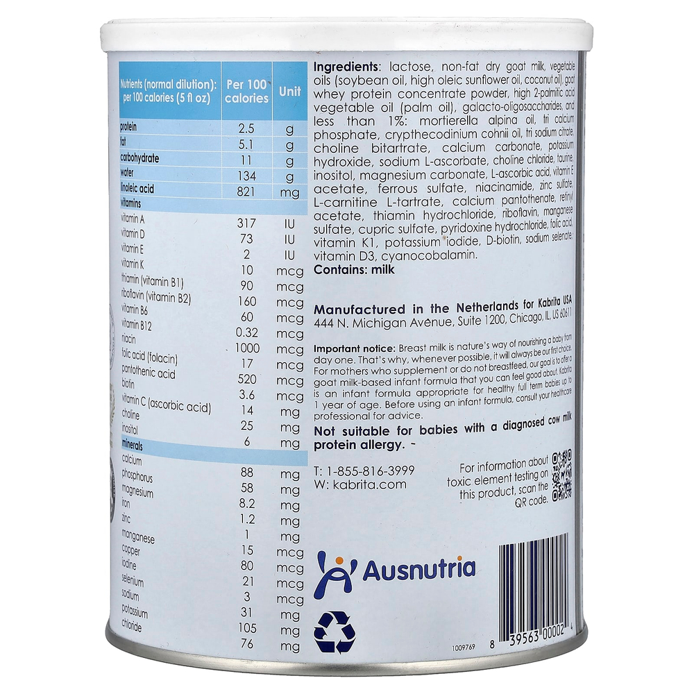Kabrita, Goat Milk-Based Infant Formula Powder With Iron, 0-12 M, 28 oz (800 g)