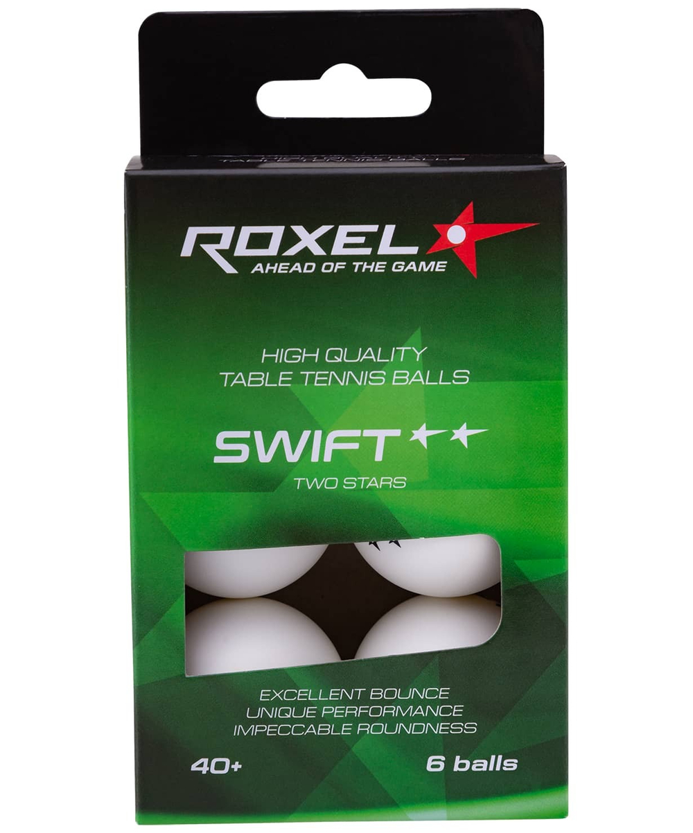 Мяч для настольного тенниса 2* Swift, белый, 6 шт.