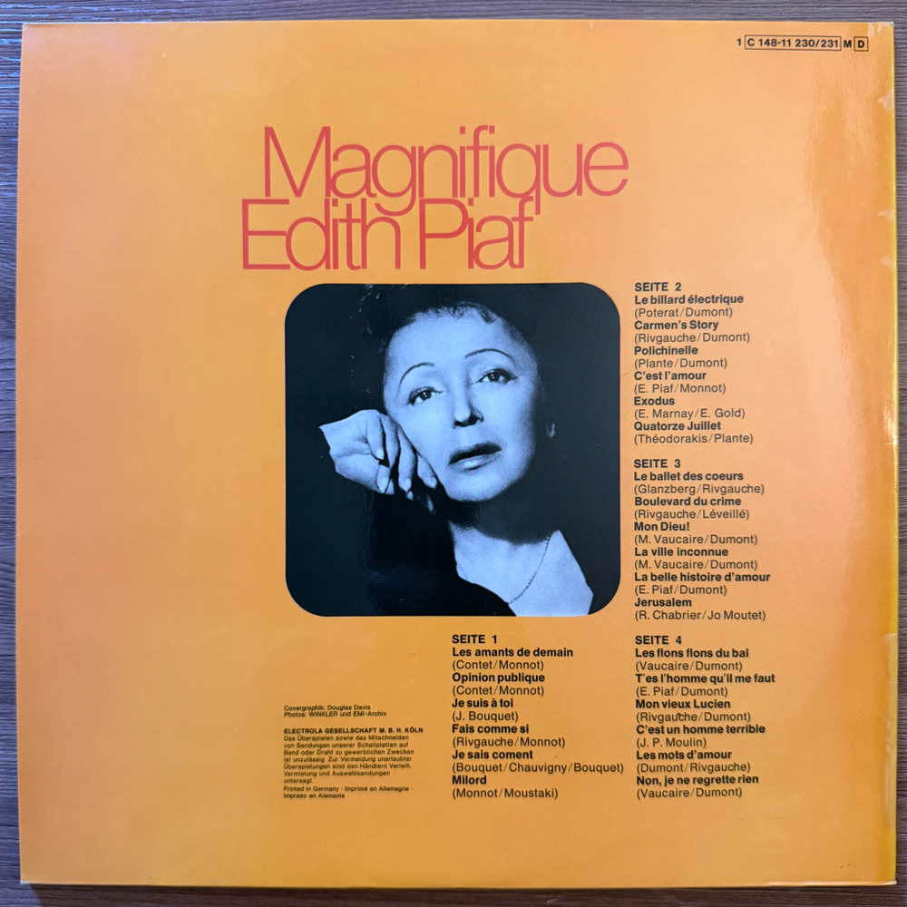 Edith Piaf ‎– Magnifique Edith Piaf 2LP (Германия) Т
