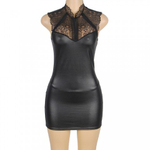 Кожаное платье с кружевом OhYeah +стринги, XS-S