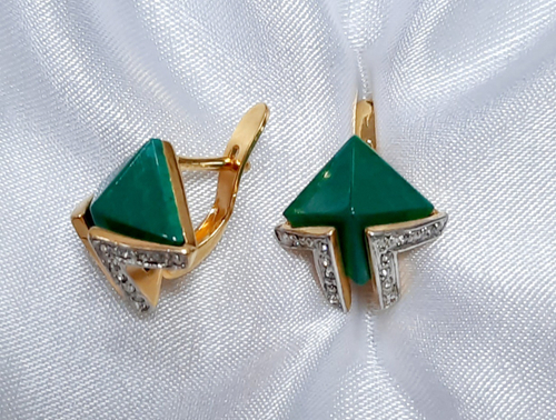 "Вьетнам" серьги в золотом покрытии из коллекции "Самоцветы" от Jenavi  с английским замком