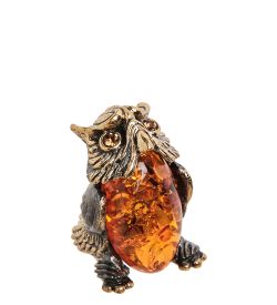 Народные промыслы AM- 595 Фигурка «Филин» (латунь, янтарь)