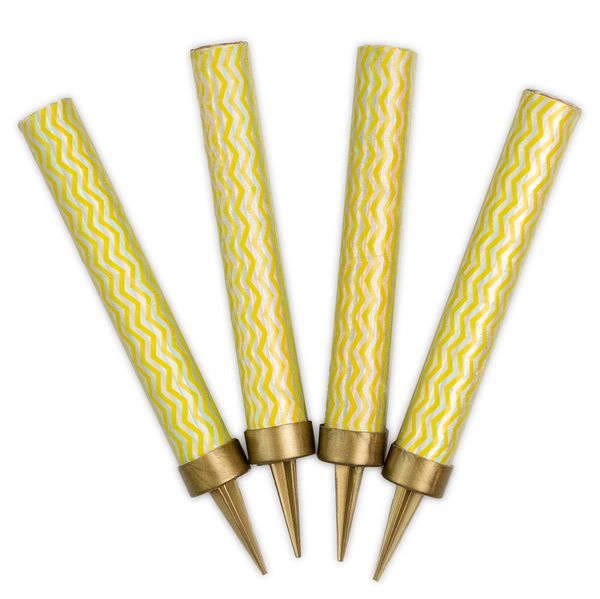Свеча Фонтан для торта, 30 сек, Зигзаги, Сияющая иллюзия, Серебро/Золото, Голография, 10 см, 4 шт.