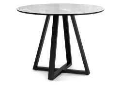 Стеклянный стол Норфолк 100х78 белый мрамор / черный