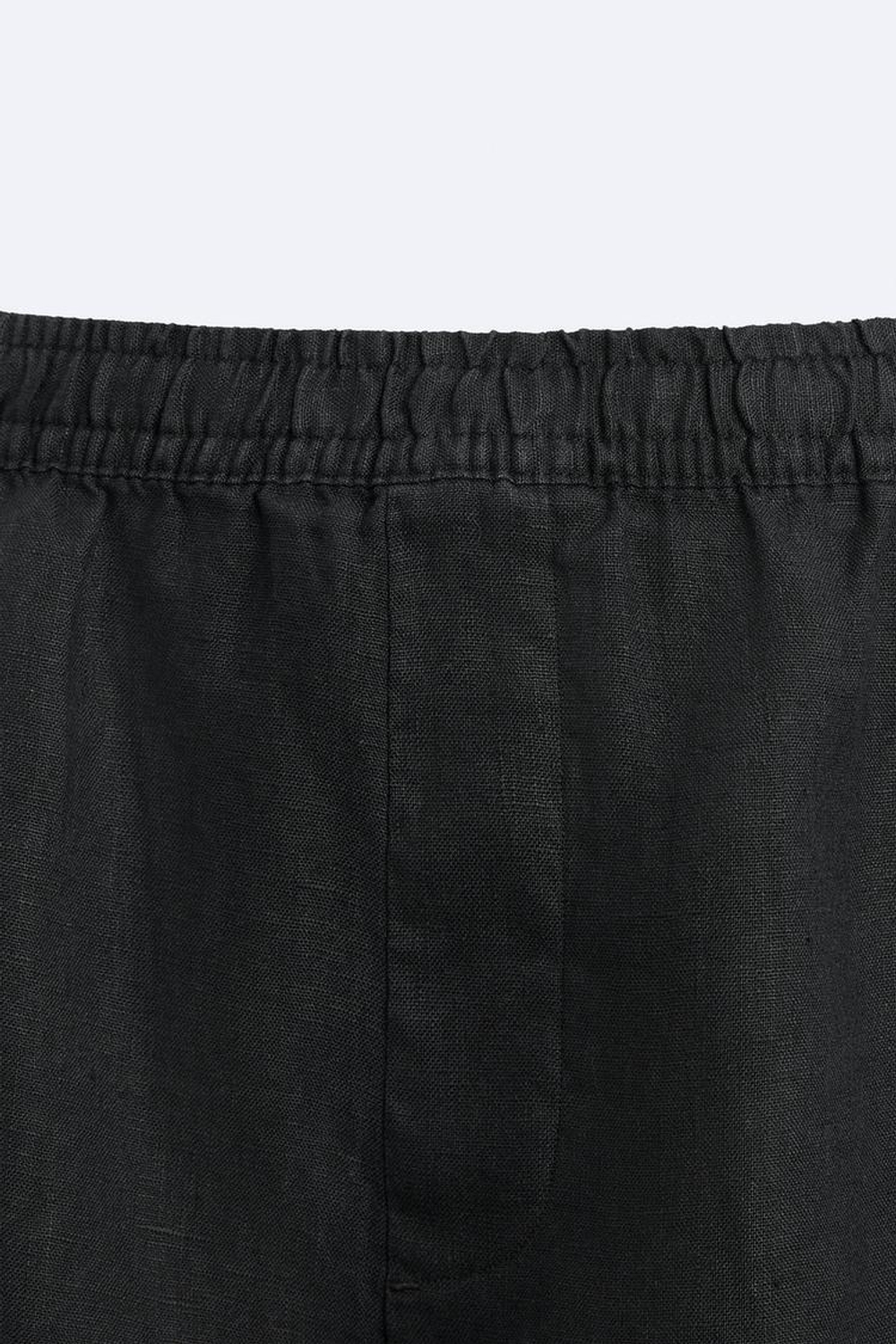 ZARA ШОРТЫ ИЗ 100% ЛЬНА, ЧЕРНЫЙ