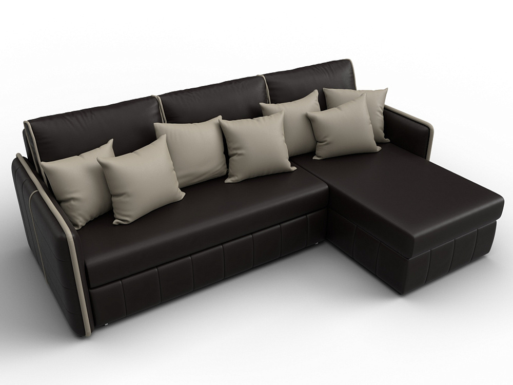 Диван угловой Лига-078 угол универсальный ЭКОКОЖА GRIFON 12 коричневый GRIFON 04 бежевый