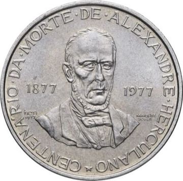 2,5 эскудо 1977 Португалия «100 лет со дня смерти Алешандре Эркулано»