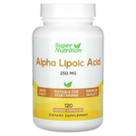 Super Nutrition, альфа-липоевая кислота, 250 мг, 120 растительных капсул