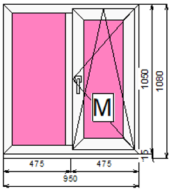 Пластиковое окно 1050 х 950 ТермА Эко + Москитная сетка