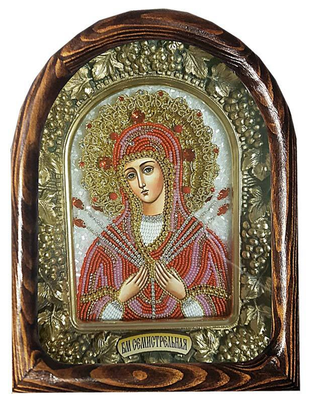 Дивеевская икона пресвятая Богородица Семистрельная, печать, бисер