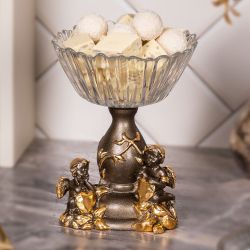 Фруктовница Мерси Бронза со стеклянной чашей Аврора