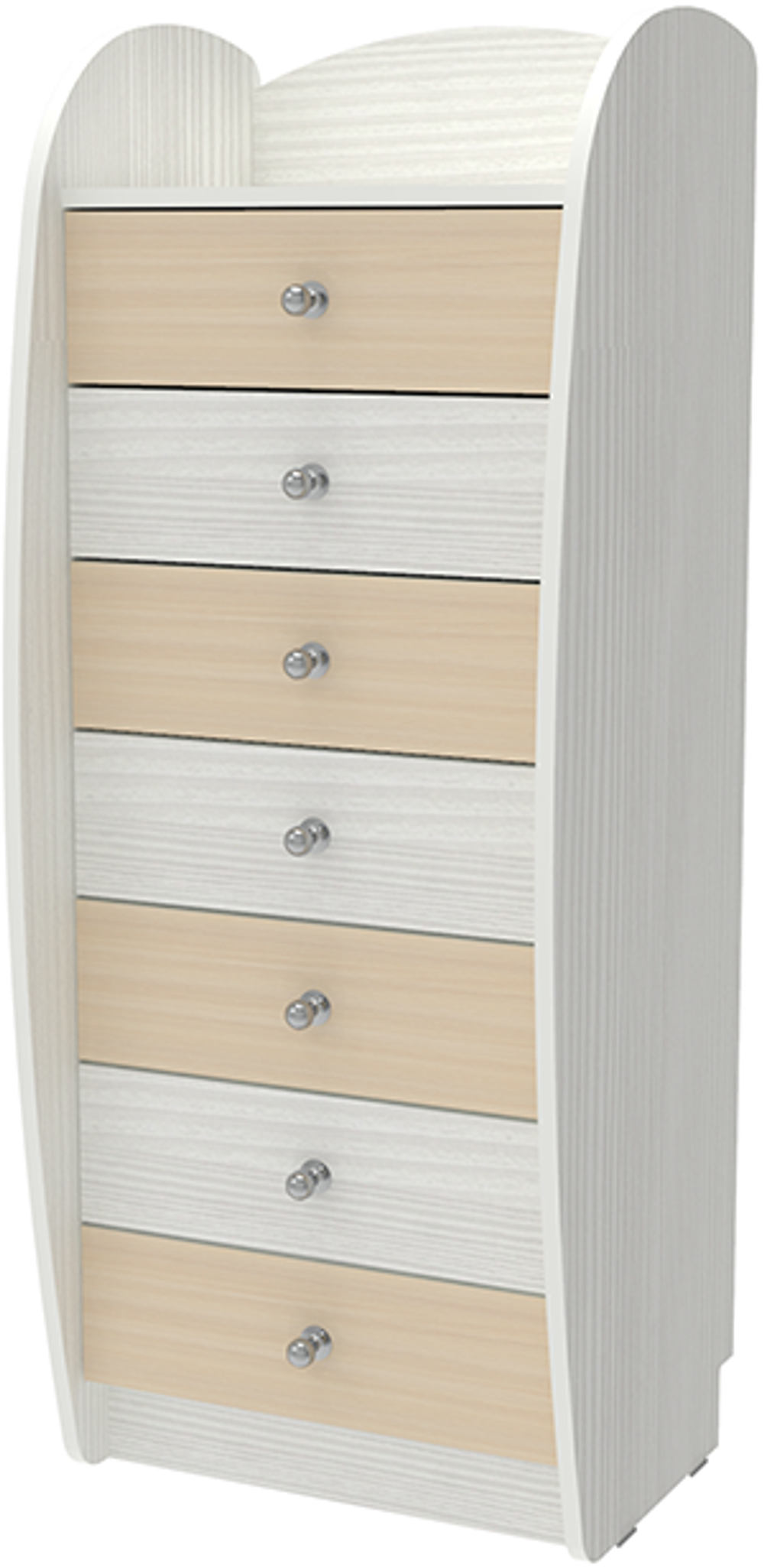 Комод КарИВи Высокий Малыш Белое Дерево  Дуб Молочный