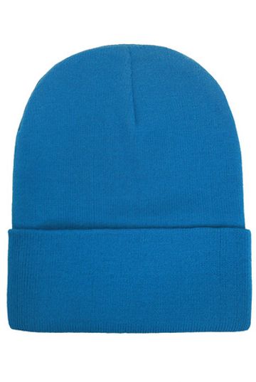 Шапка с подворотом бирюзовая