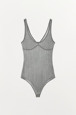 ZARA БОДИ ИЗ ВИСКОЗНОЙ СМЕСИ, СЕРЫЙ МЕЛАНЖ