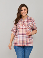 Блузка БЛ-131/клетка-бежбордо