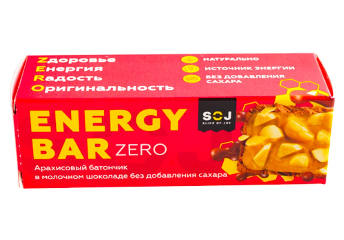 Арахисовый батончик Energy Bar Zero в молочном шоколаде, 45г