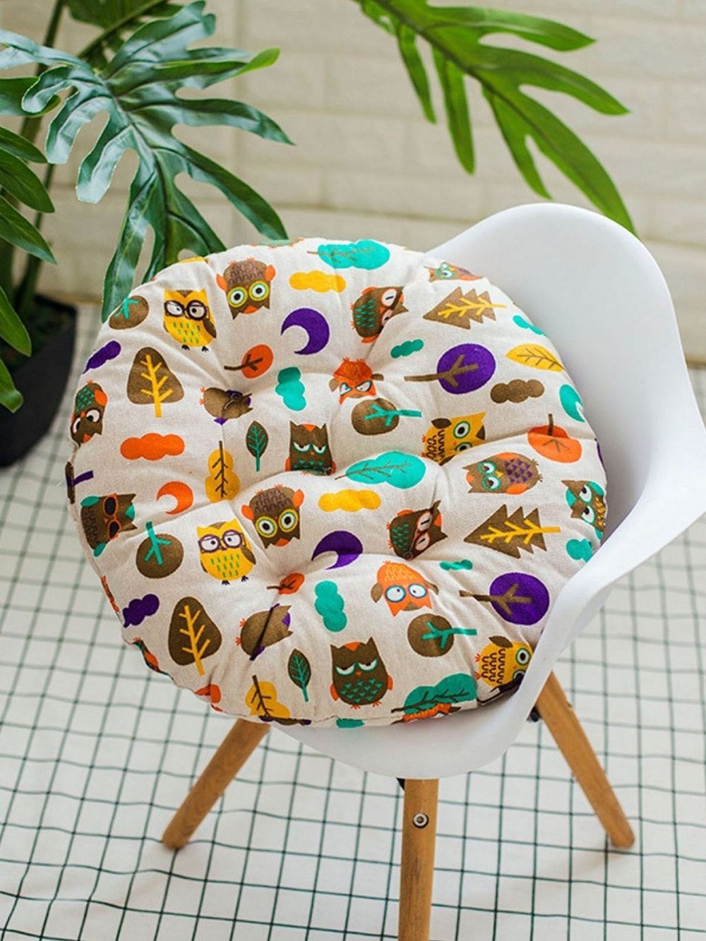 Подушка на стул круглая d40см совята (Т40-417)