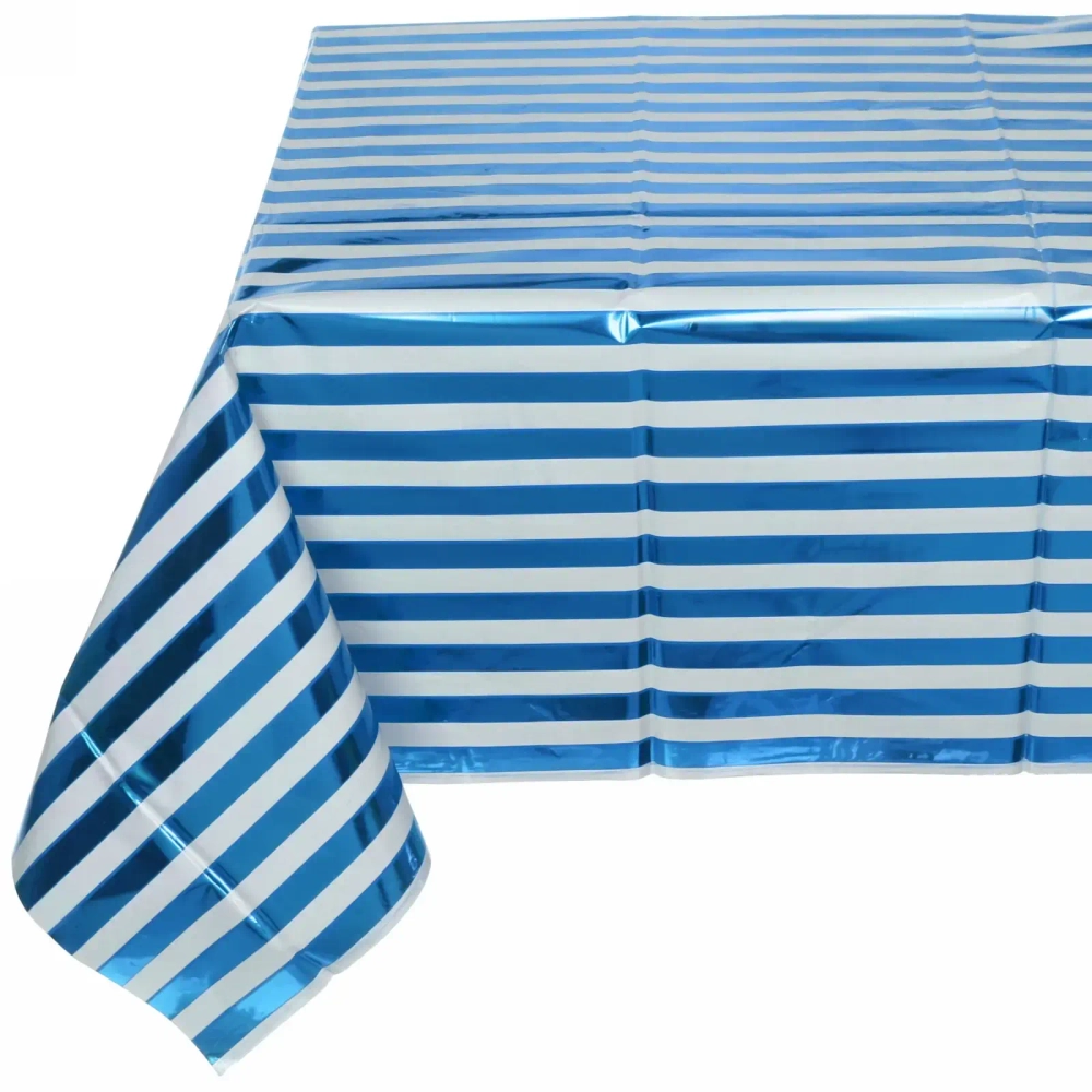 Скатерть фольгированная «Фантазия» 137*183см цвет голубой, пвх