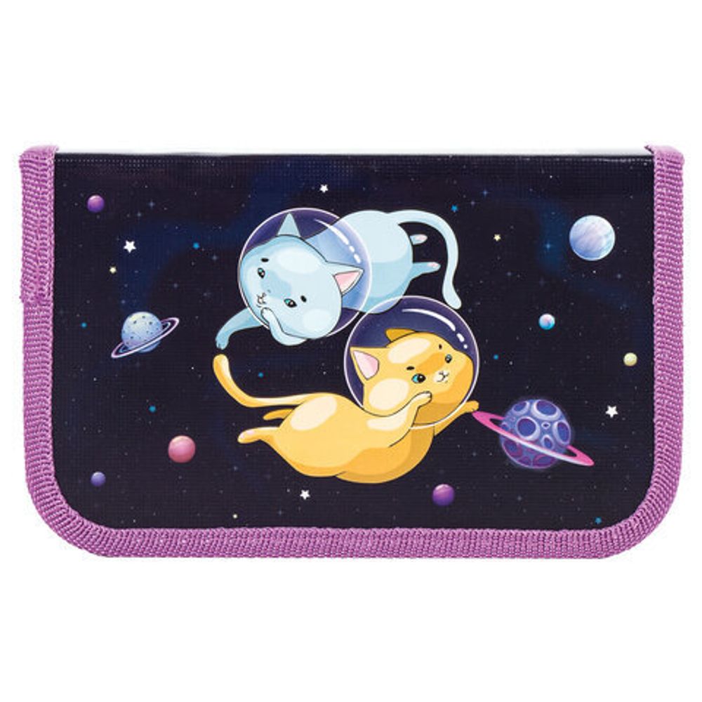 Пенал ПИФАГОР, 1 отделение, ламинированный картон, 19х11 см, Spacecats, 270162