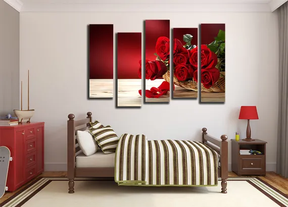 Модульная картина "Букет из красных роз"