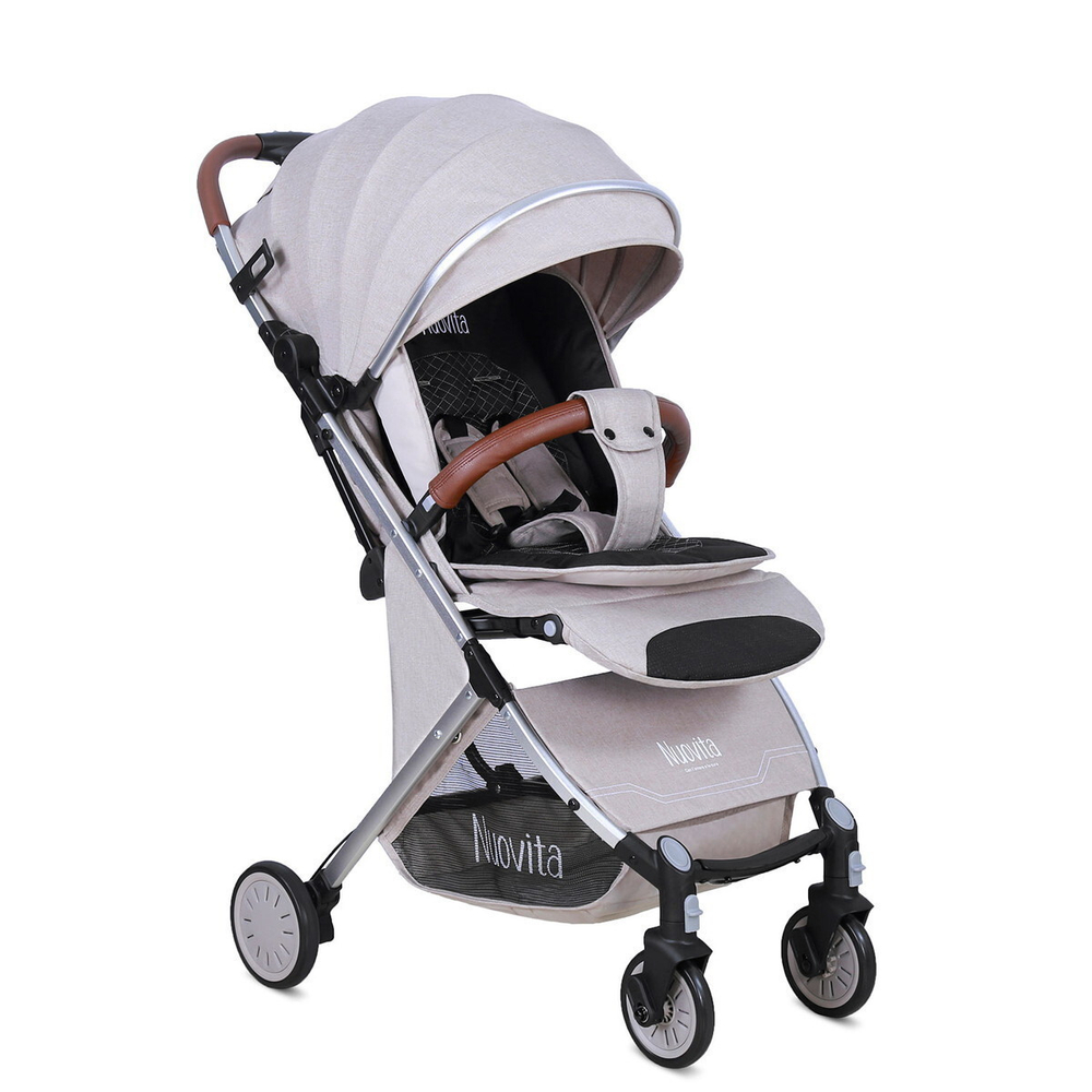Детская прогулочная коляска Nuovita Giro Lux Beige, Argento / Бежевый, Серебряный