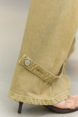 ZARA ДЖИНСЫ ОБЪЕМНОГО КРОЯ С ХЛЯСТИКАМИ, СВЕТЛО-ОЛИВКОВЫЙ