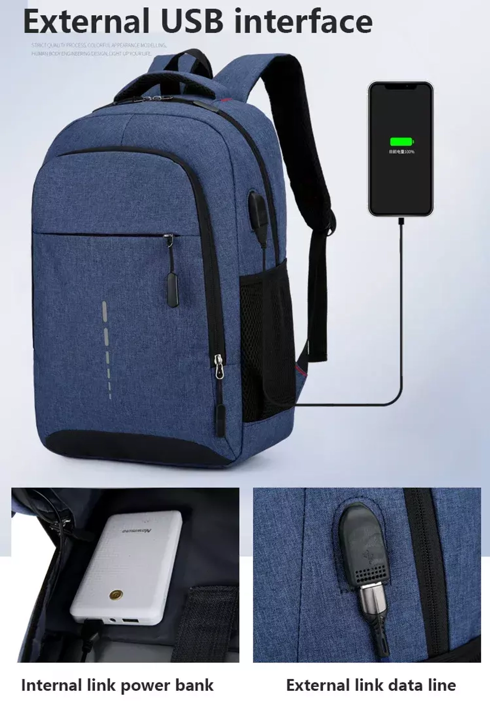 Рюкзак мужской водонепроницаемый с USB-зарядкой