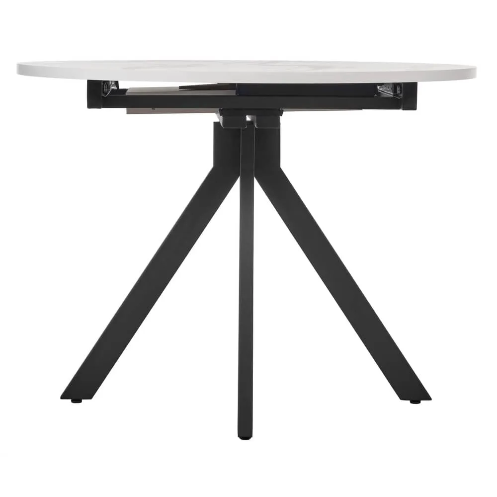 Стол Bradex Home Rudolf круглый раскладной 100-130x100x75см, белый мрамор, чёрный