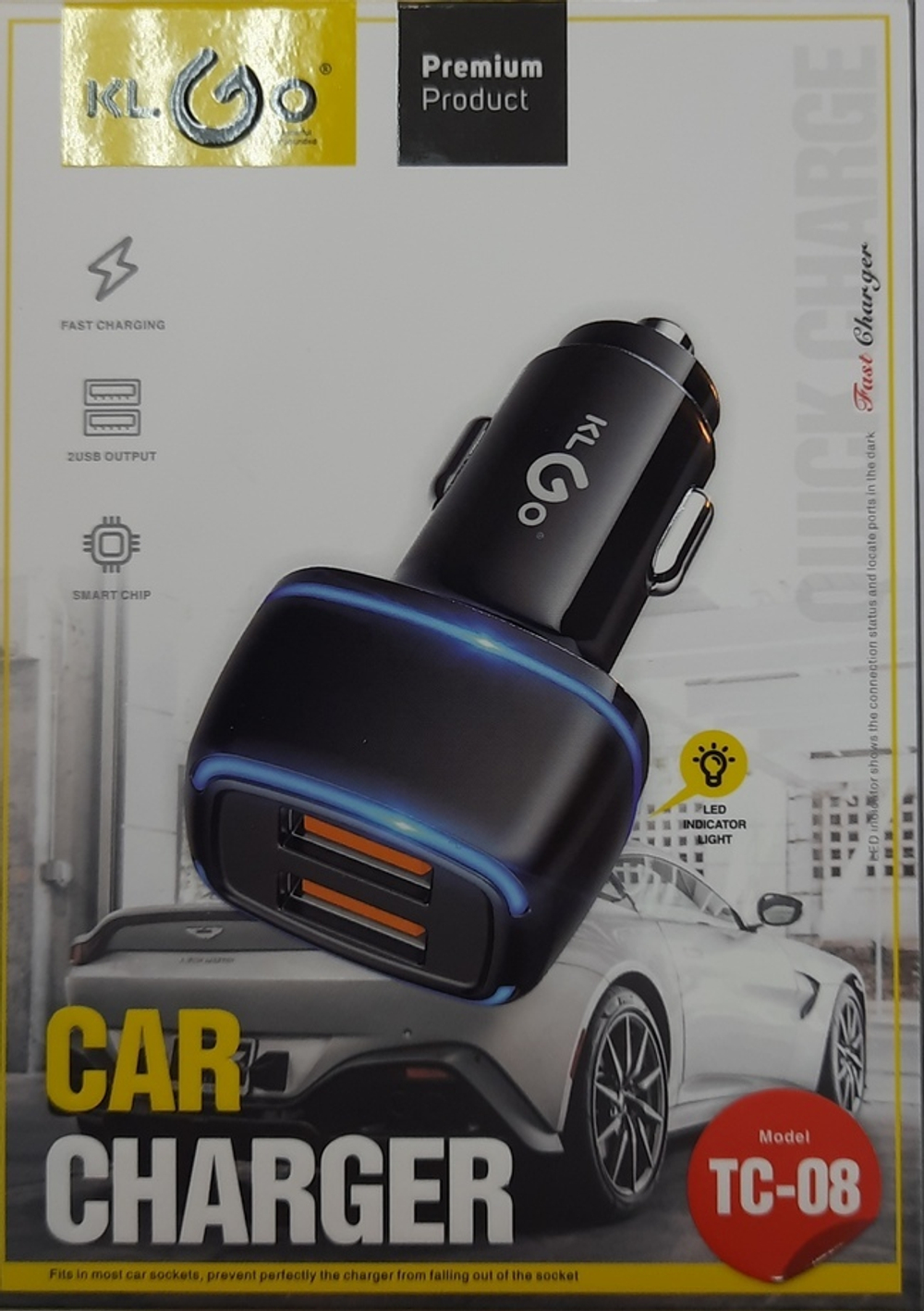АЗУ USB Car Charger KLGO TC-08 (2xUSB/2.4A)