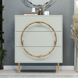 Комод Арт Колор matte Стайл Голд с 3 ящиками Серый дым матовый