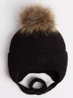 Шапка детская зимняя на завязках с помпоном