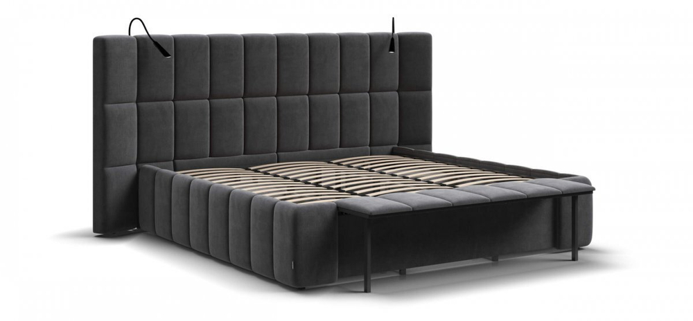 Кровать BOSS.XO 180х200 велюр Monolit Серый