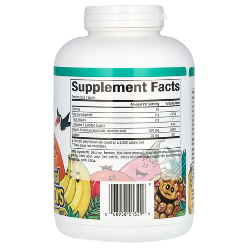 Natural Factors, витамин C, жевательные таблетки с фруктовым вкусом, тропические фрукты, 500 мг, 180 жевательных таблеток