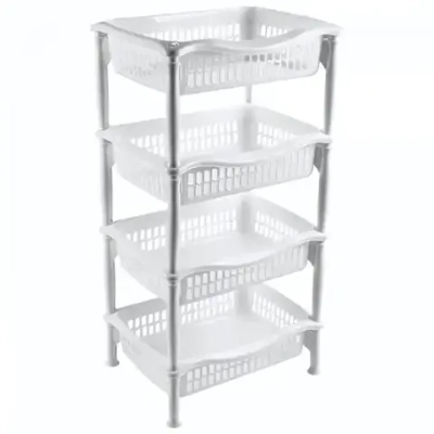 Этажерка прямоугольная 4х секционная белая