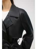 Тренч кожаный длинный оверсайз плащ