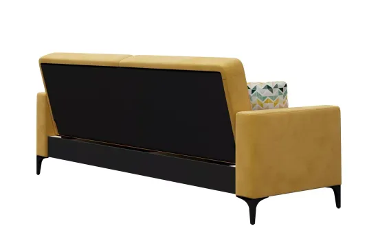 Диван-кровать Модель 047, Ультра мустард, Геометрия 69, велюр, прямой, книжка, венге
