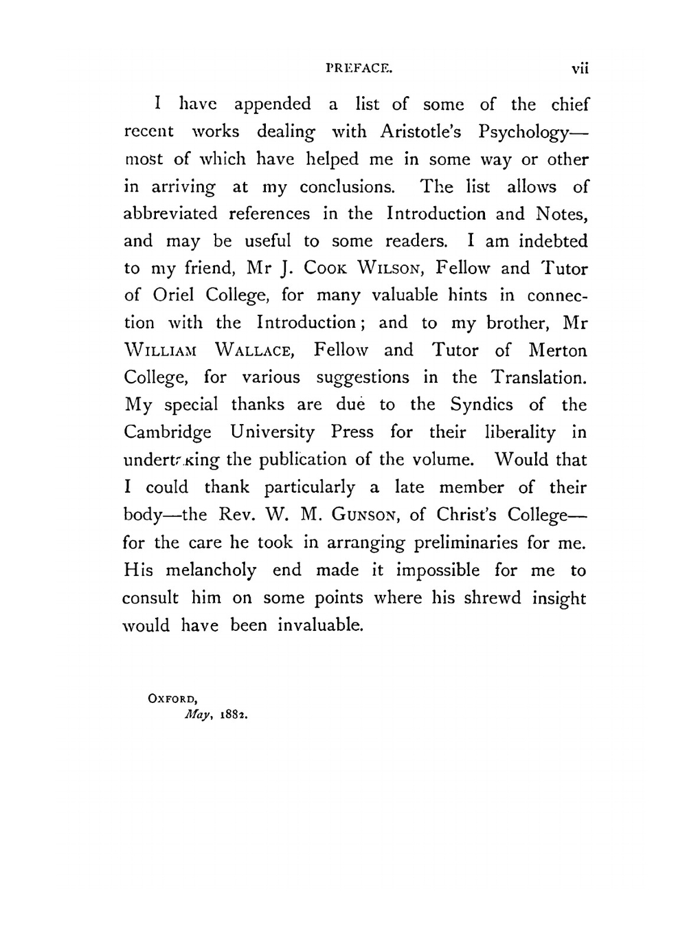 Peri psyches. Aristotle's psychology. In Greek and English, with introduction and notes | Wallace Aristotle