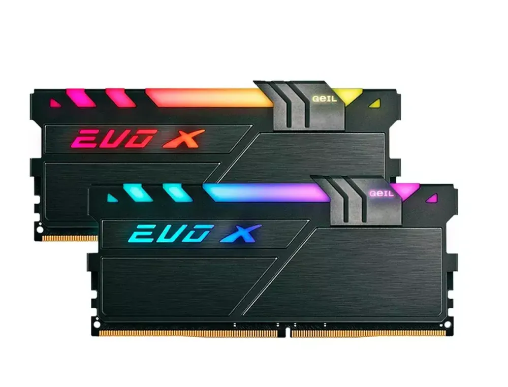 Оперативная память  16GB Kit (2x8GB) GEIL DDR4 PC4-25600 3200MHz EVO X II Black с RGB подсветкой 16-18-18-36 GEXSB416GB3200C16ADC Retail Pack