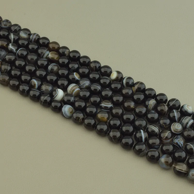 Нитка Агат 38 см. 10 мм. (Без замка) - Черная