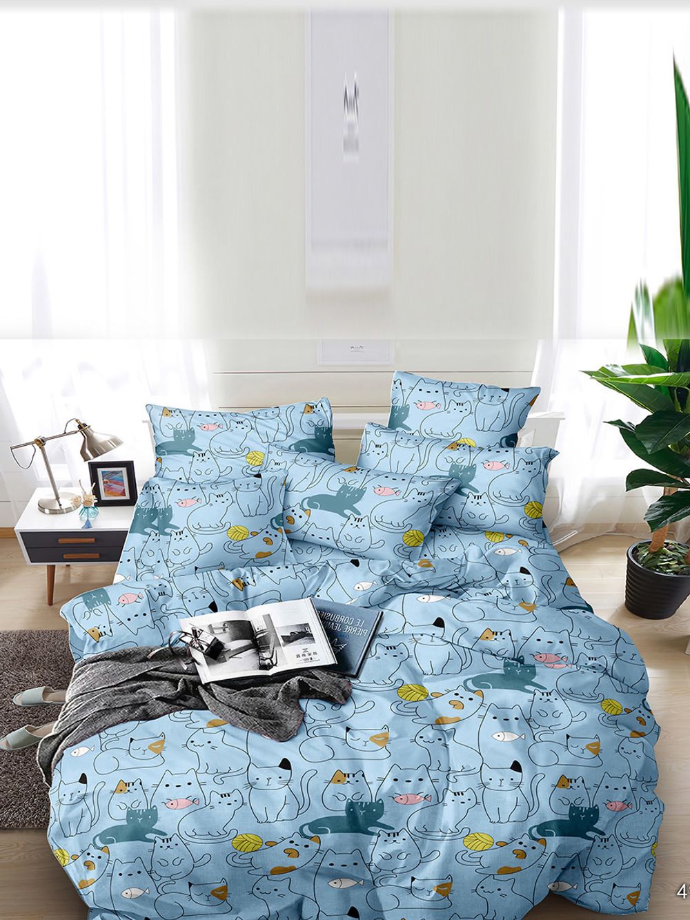 Постельное белье Simple House "Кэри" евро  Наволочка 50х70 см 2 шт  Простынь на резинке 180х200 см  Пододеяльник 200х215 см