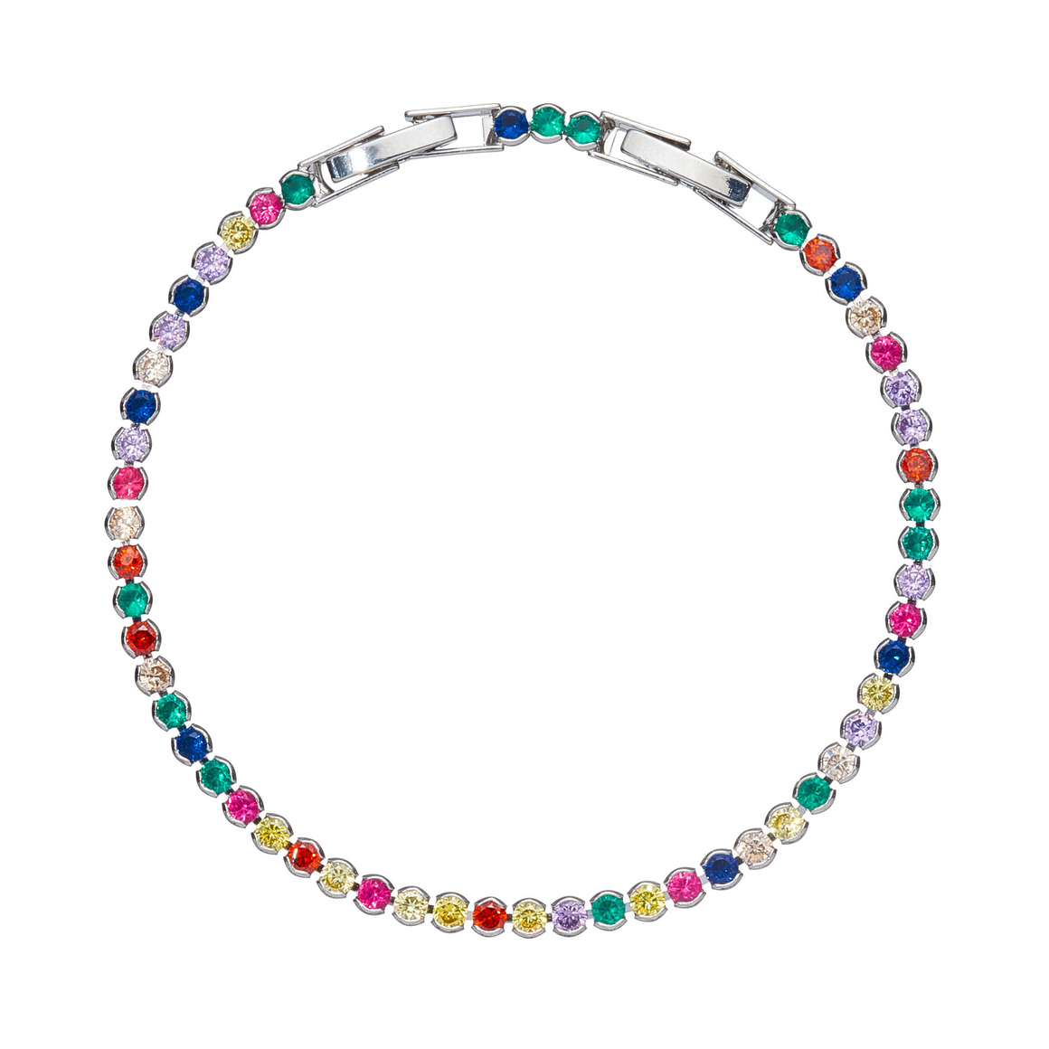 Браслет-полоса цирконов, цветные круглые камни