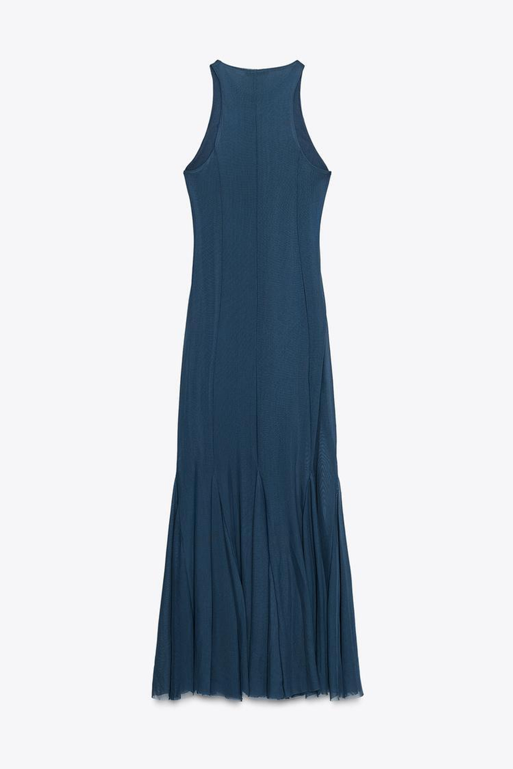 ZARA ДЛИННОЕ ПЛАТЬЕ ИЗ ТЮЛЯ С ЮБКОЙ ГОДЕ, ЦВЕТ НОЧНОГО НЕБА