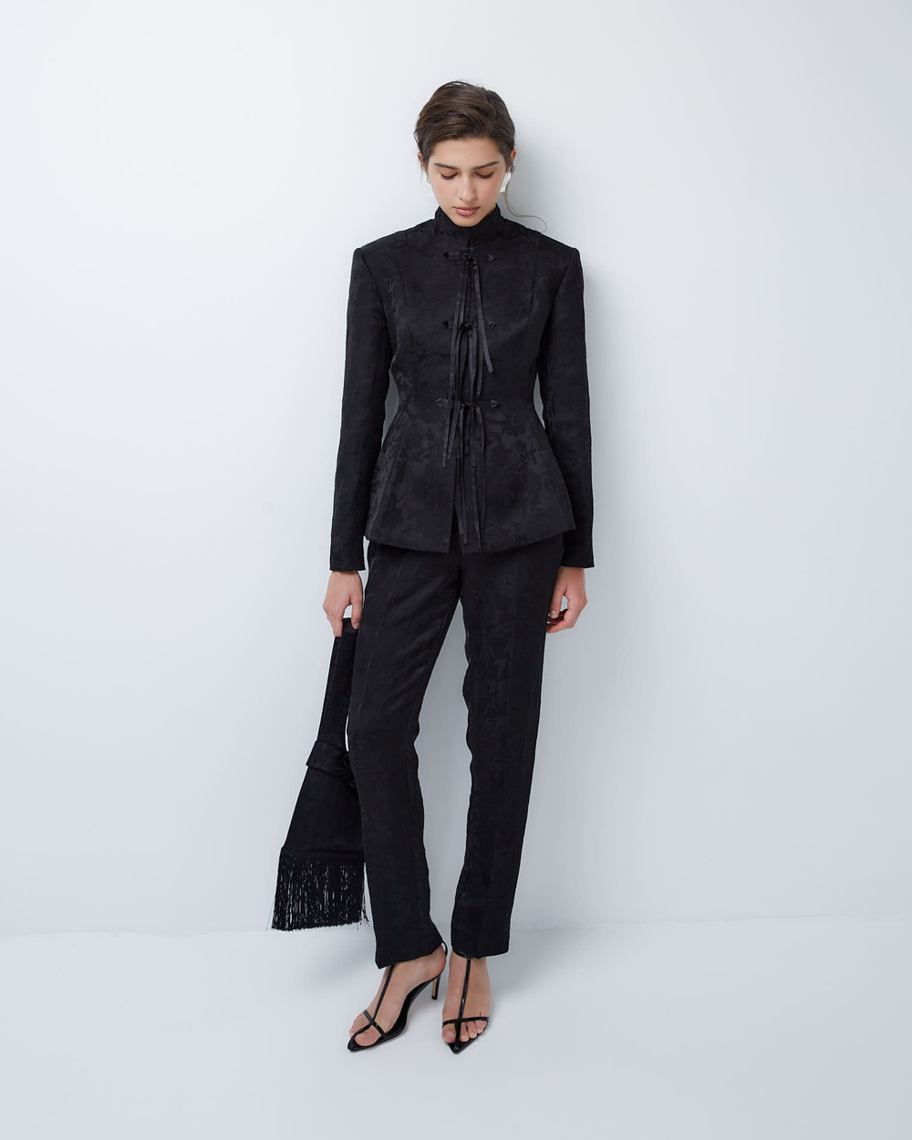 Брюки из жаккардовой вискозы Гуччи черный